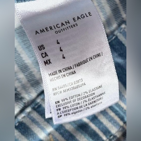 American Eagle Outfitters Blue and White Striped High Waist Shorts Stretch Sz 4 - Picture 4 of 6